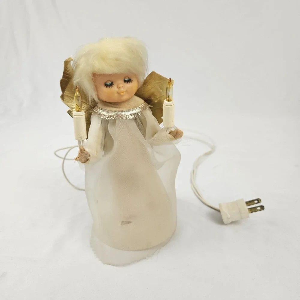 Vintage Lighted Christmas Angel Tree Topper Figure 60's Mid-Century Modern